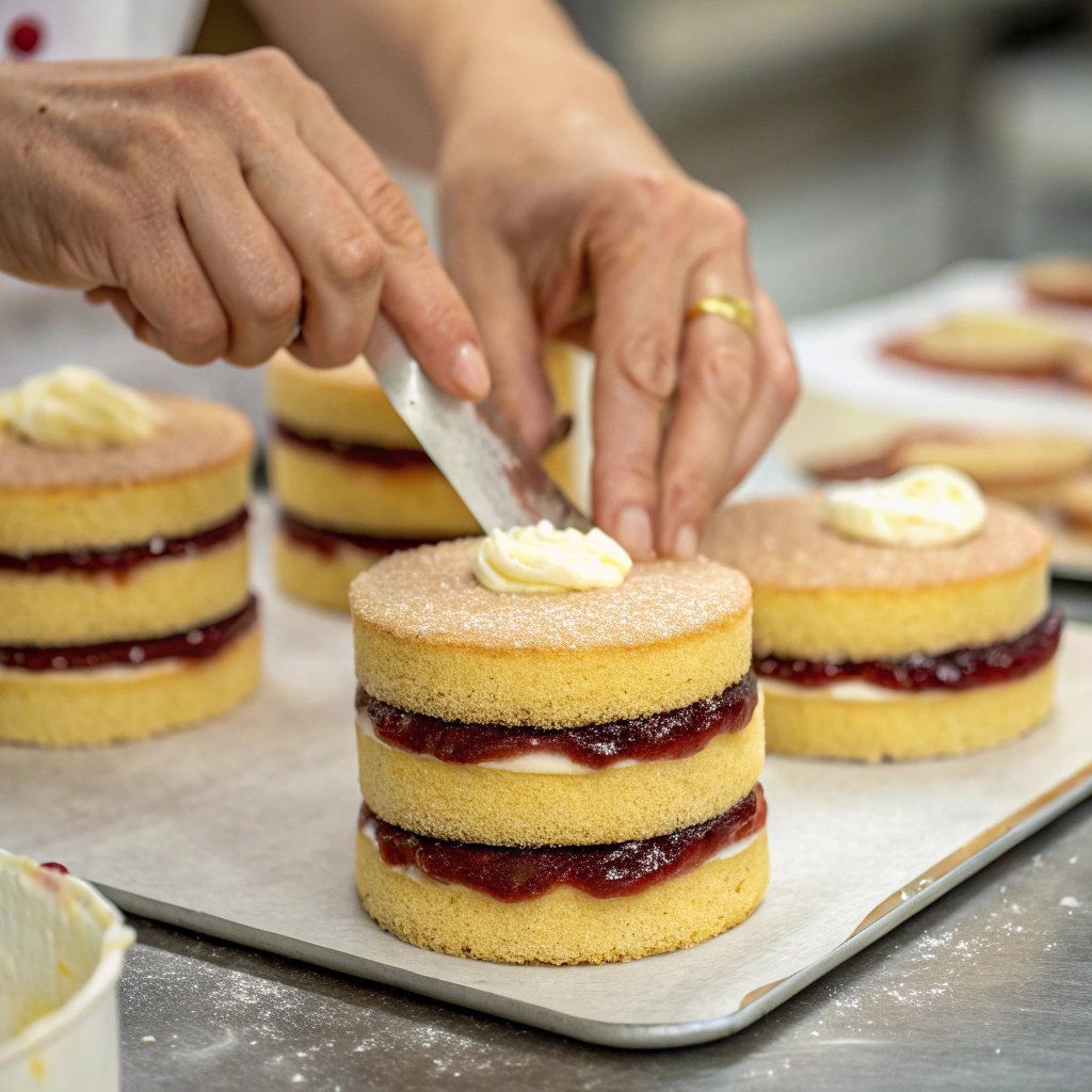 Mini Dutch Princess Cake on glass stand with floral decoration