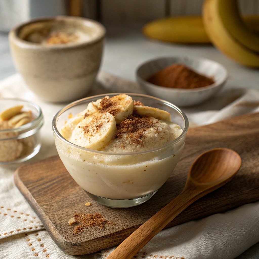 Banana Cinnamon Ninja Creami served in bowl