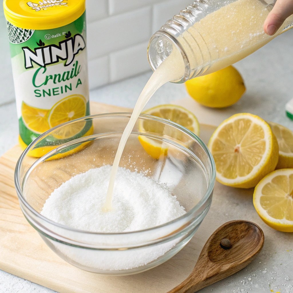 Mixing lemon juice and sugar for Ninja Creami sorbet base