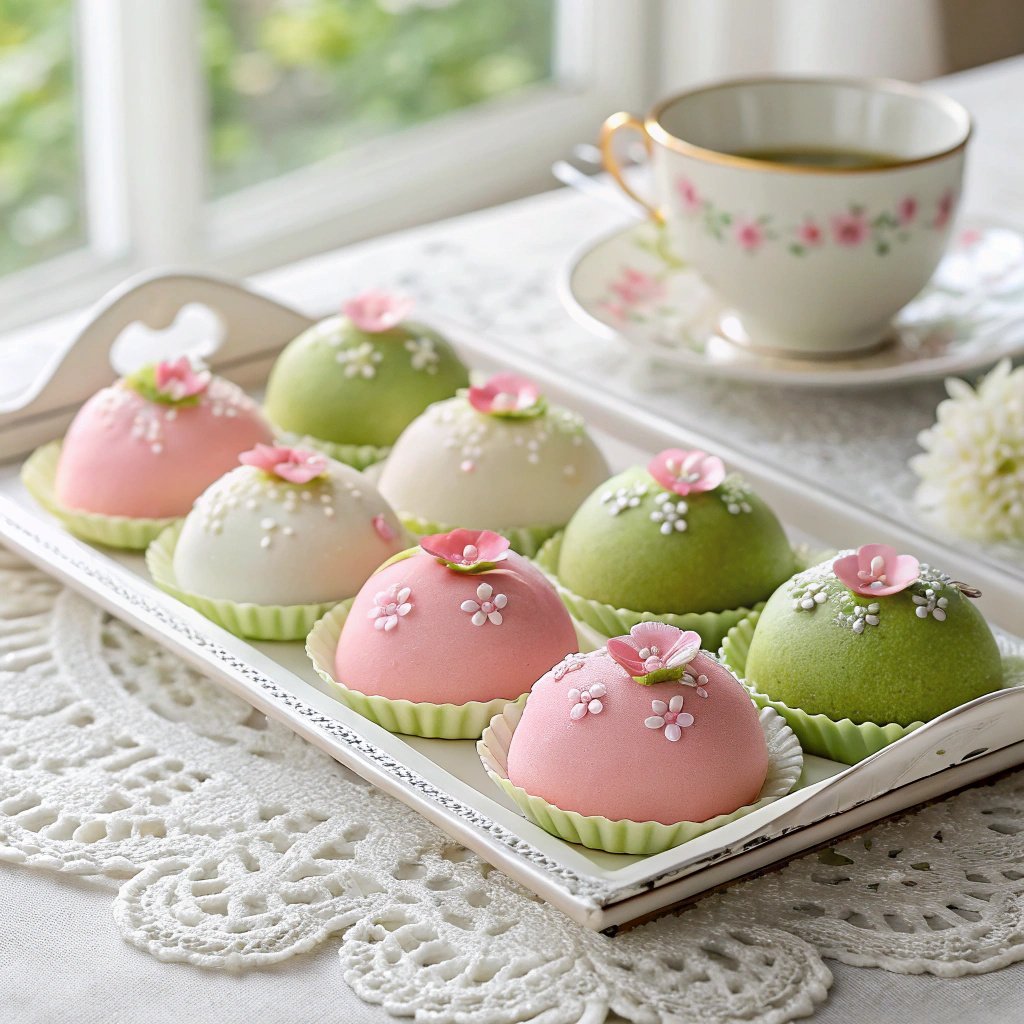 Mini Dutch Princess Cake on a white plate with pastel icing and sprinkles
