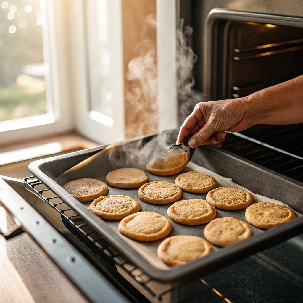 Mother and daughter laughing together while baking half baked cookies in home kitchen