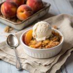 single serve peach cobbler in ramekin