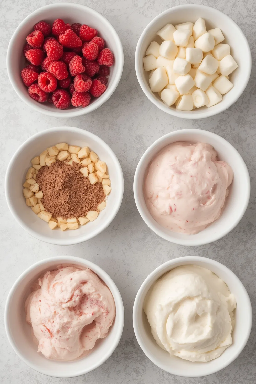 Raspberry White Chocolate Mousse Cups – Fluffy, silky mousse with tart fruit.